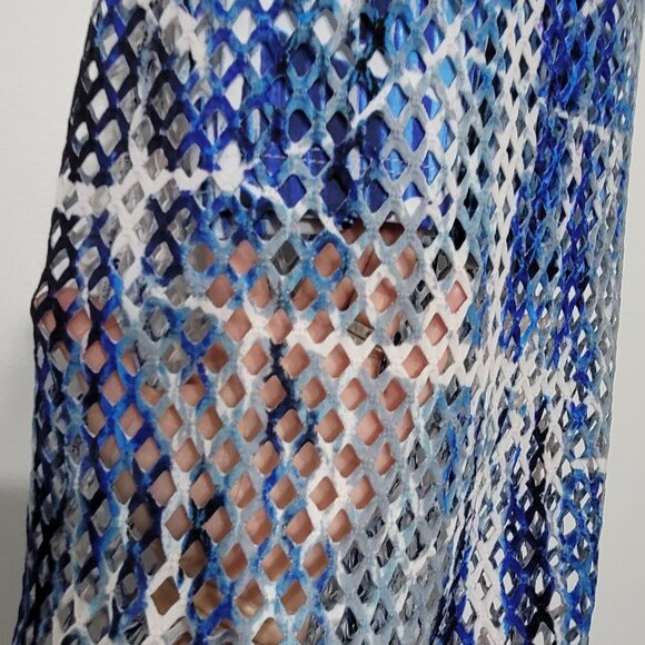 Colori Blue Tones Mini Dress Maxi Netting Overlay Spaghetti Straps Beachy  Small - Picture 4 of 8